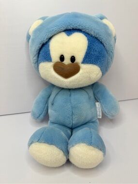 Vintage Morning Glory Blue Bear Plush Hooded Kawaii Blue Teddy Bear Stuffed Toy